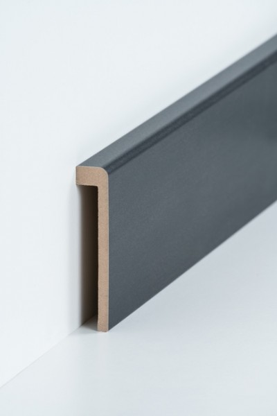 Abdeckleiste Stahl dunkel Fliesensockel, 19 x 96 mm (13 x 85 mm), MDF-Kern Metallicfolie ummantelt