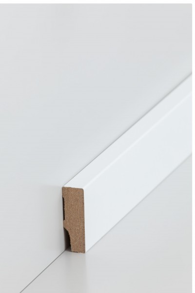 Sockelleiste Weiß 13 x 40 mm Oberkante rechteckig MDF-Kern mit lackierfähiger Folie ummantelt