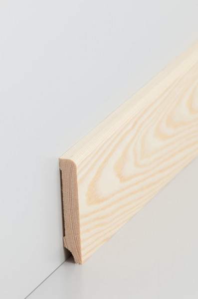 Massivholz Holzsockelleiste, Oberkante abgerundet 10 x 60 mm Kiefer roh