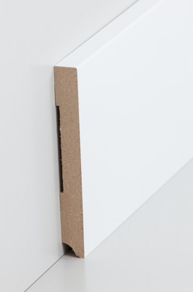 Sockelleiste Weiß 13 x 110 mm Oberkante rechteckig MDF-Kern mit lackierfähiger Folie ummantelt