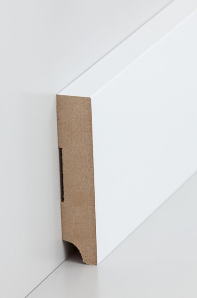 Sockelleiste Weiß 19 x 96 mm Oberkante rechteckig MDF-Kern mit lackierfähiger Folie ummantelt