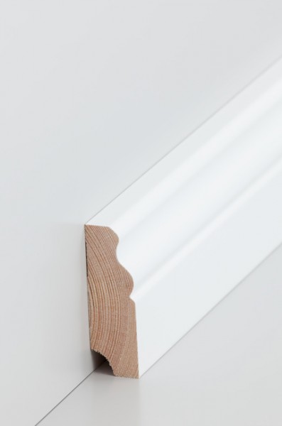 Hamburger Leiste Massivholz 19x60mm deckend weiß (RAL 9016) lackiert