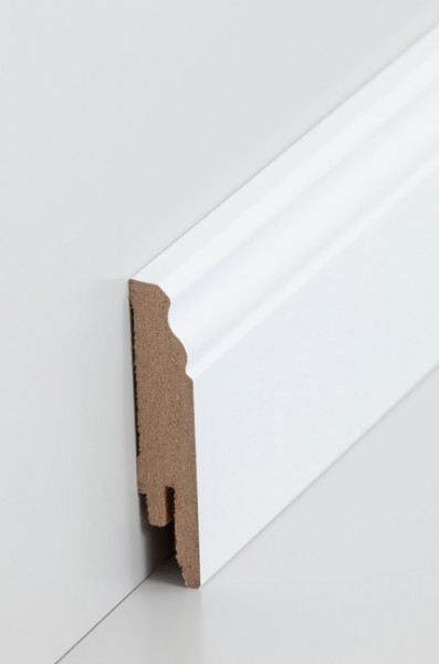 Hamburger Leiste Weiß 16 x 78 mm Sockelleiste MDF-Kern mit lackierfähiger Folie ummantelt