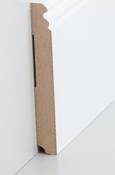Hamburger Leiste Weiß 19 x 145 mm Sockelleiste, MDF-Kern mit lackierfähiger Folie ummantelt