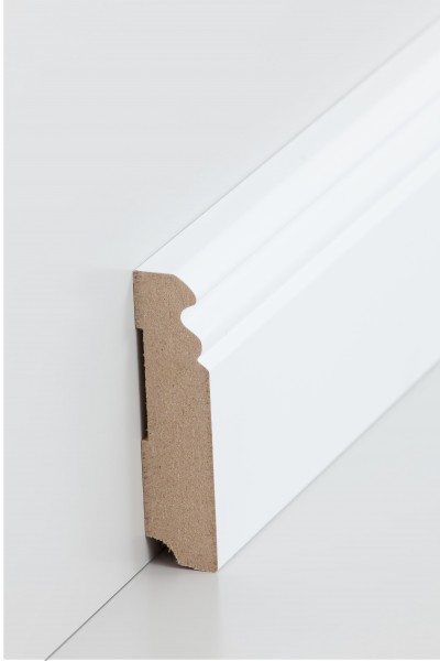 Hamburger Leiste Weiß 19 x 80 mm Sockelleiste, MDF-Kern mit lackierfähiger Folie ummantelt